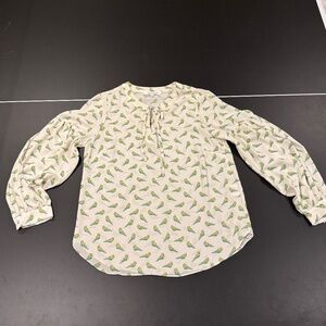 Rose + Olive Women's Blouse~Size Small~Parakeet Print